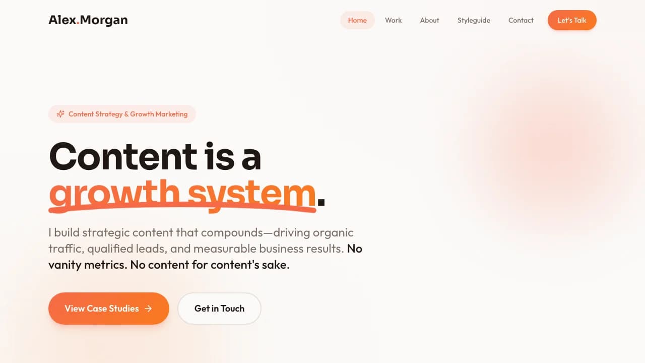 Screenshot of Content Strategist Portfolio Website Template
